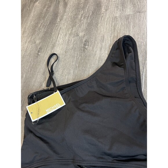 NWT $118 Michael Kors One-Piece Swimsuit Black Off Shoulder Side Cut Out 8 - Picture 10 of 10